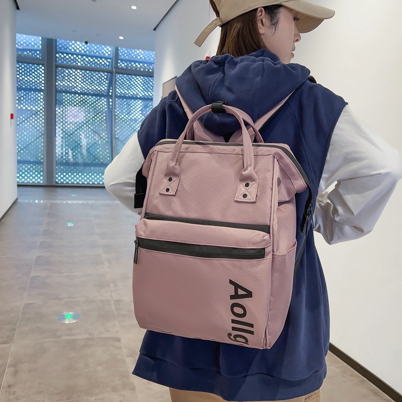Mommy bag handbag, high-end sense, baby outdoor lightweight double shoulder bag, women's school bag, junior high travel backpack, lightweight.