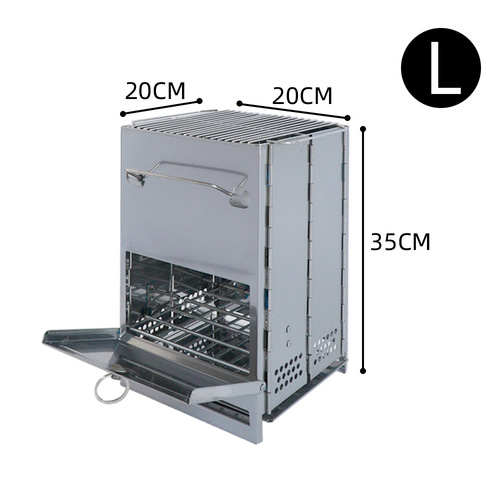 Stainless steel folding barbecue grill square BBQ grill outdoor mini charcoal stove wood stove large and small