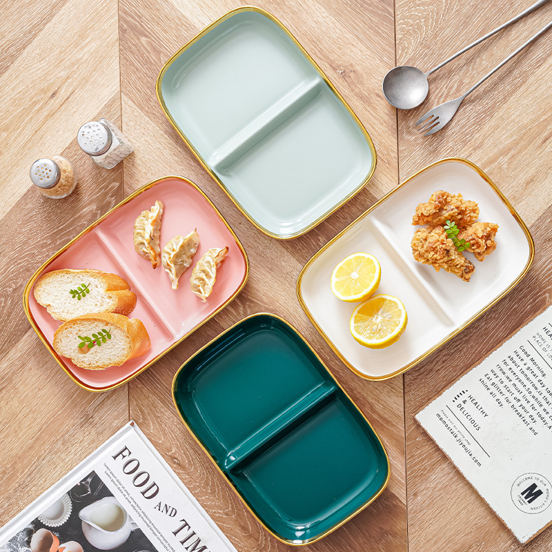 Plato de cena dividido plato de fruta ins estilo separado bandeja de cerámica hogar internet celebridad plato desayuno plato una persona comida vajilla