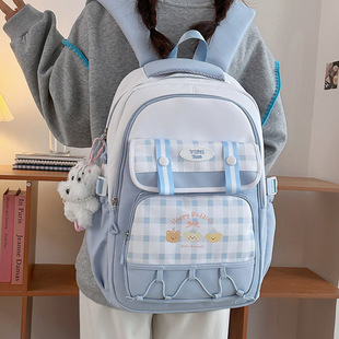 Student Cute Schoolbag Female New Large-Capacity Contrasting Color Backpack Female High School Junior High School Student Leisure Travel Backpack Male