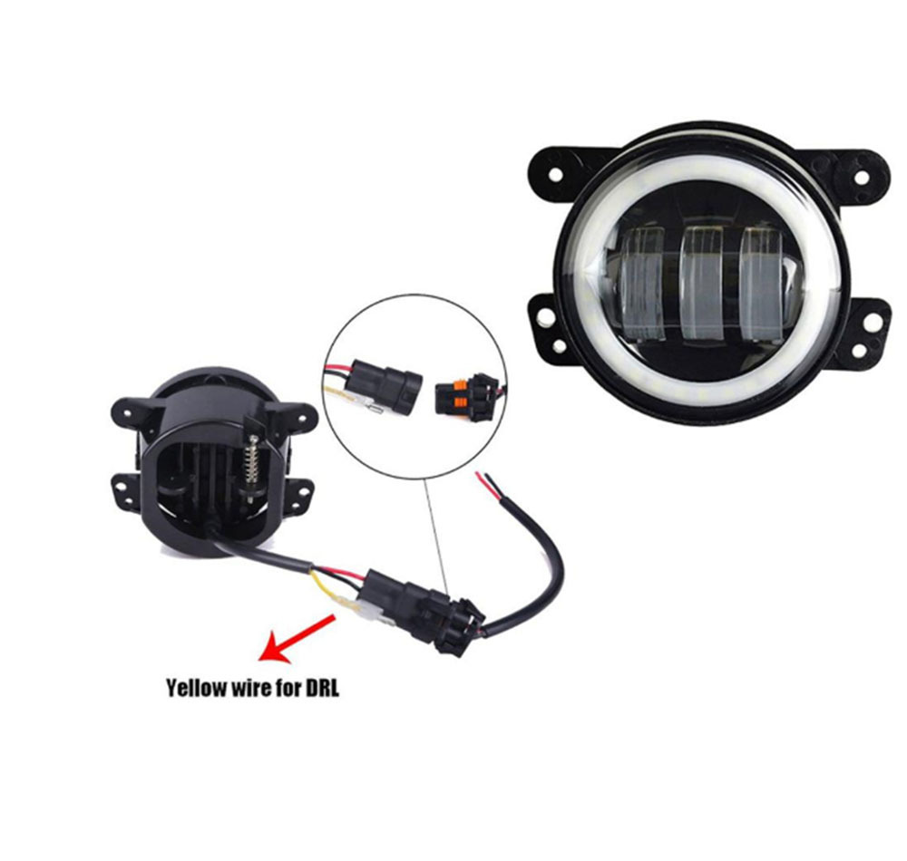 Cross-Border Applicable Jeep Wrangler Dodge 4-Inch 30W Led Fog Light Guide Jk Tj Front Bumper Light Car Fog Light
