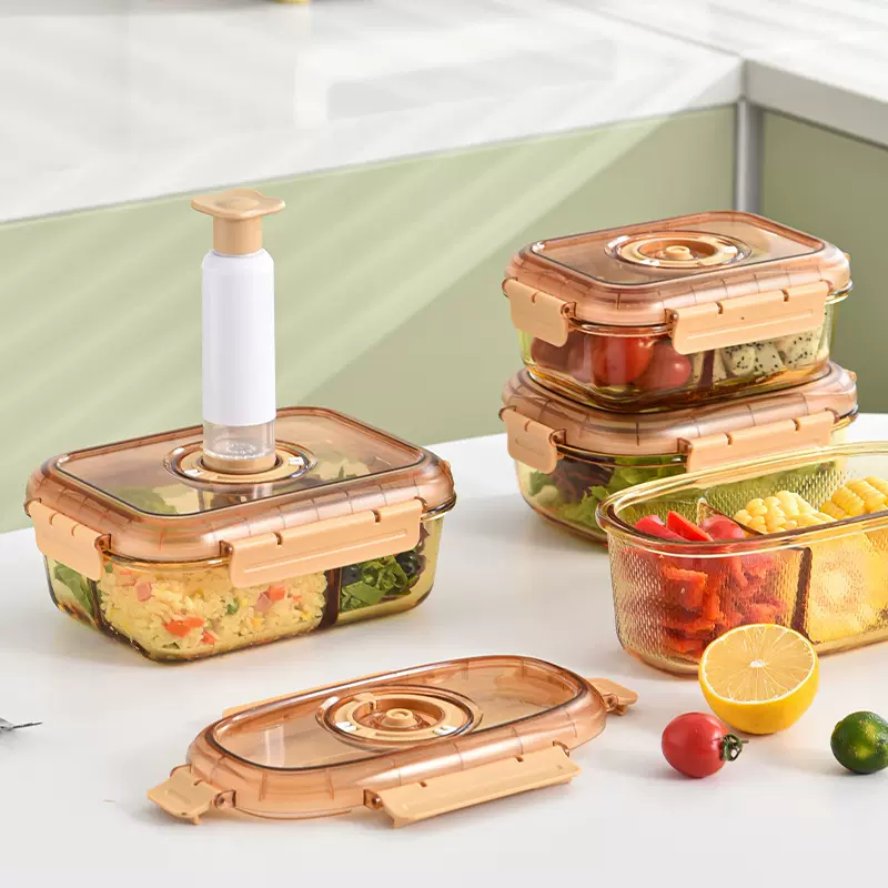 大容量带盖玻璃饭盒微波炉加热上班族保鲜盒分隔式便当午餐盒