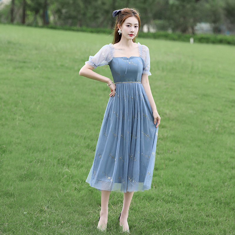 Сине-серый (F с квадратным вырезом и короткими рукавами) 015