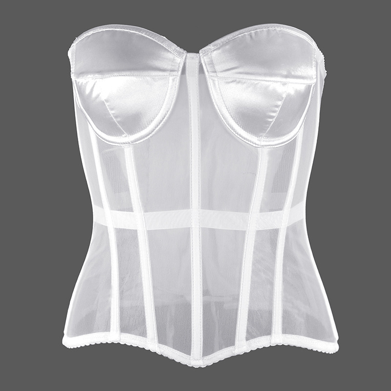Foreign Trade Cross-Border Popular Cup Early Spring See-Through Mesh Thin Body Shaping Corset European and American Women's Sexy Underwear