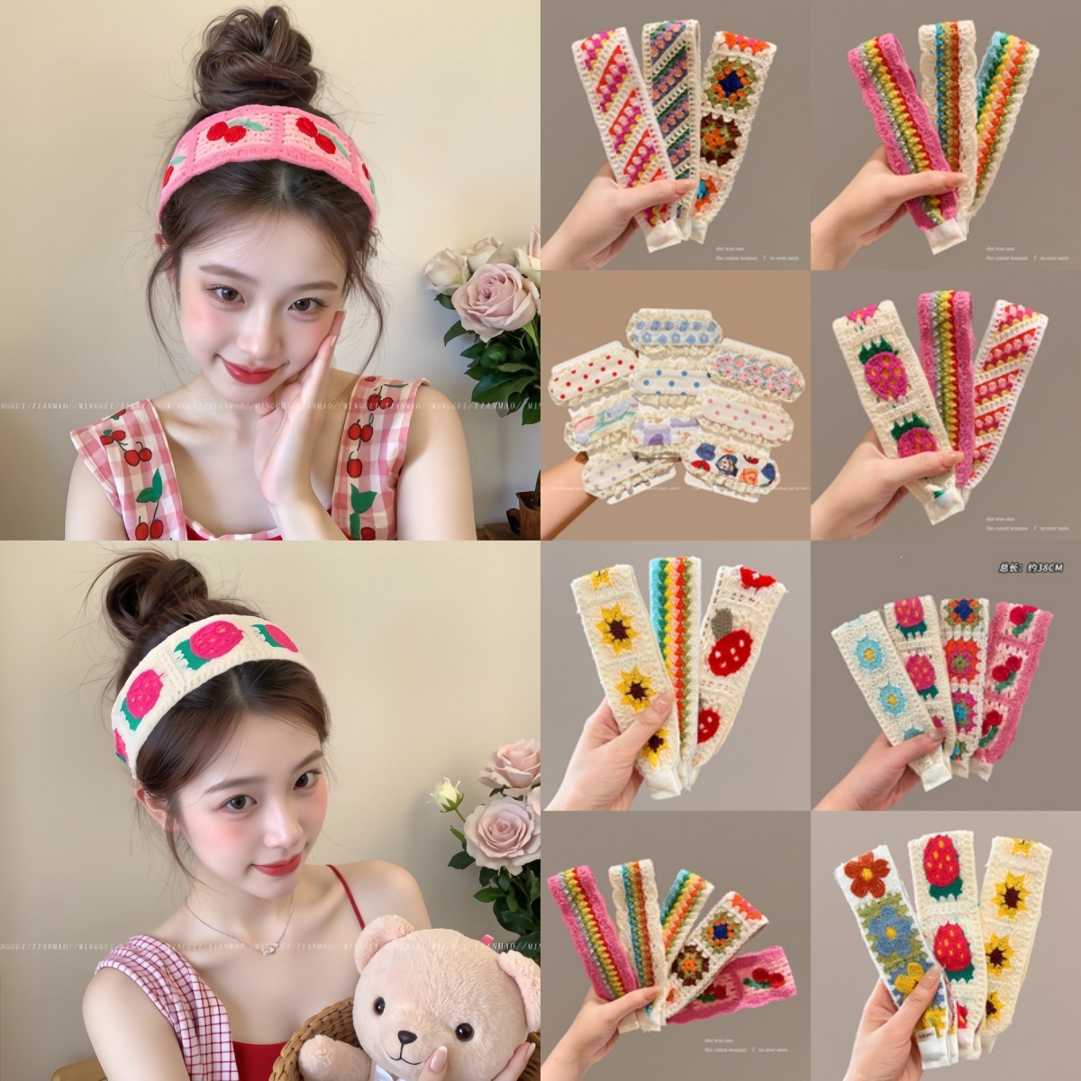 French-style floral hair clips, 2026 new collection, cute children's bangs stickers, Korean-style adhesive hair accessories, magic tape for women