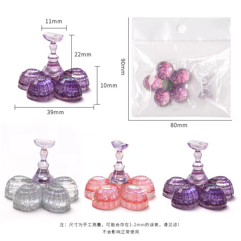 Nuevo manicurista manicurista base de flor de ciruela fantasía de color sequin con imán principiante manicurista fijo manicuras marco de práctica