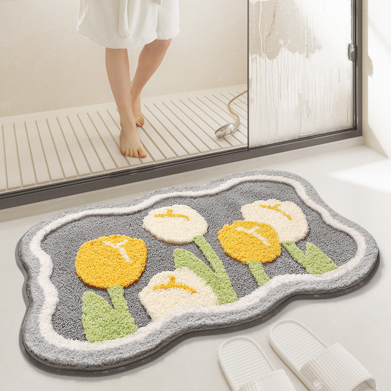 大江クロスボーダー小清新浴室マット強い吸水滑り止めマット家庭用トイレ速乾植毛カーペットマット