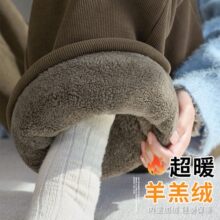 仅用于产品展示勿拍-加绒加厚阔腿裤女冬季外穿美拉德咖色裤子棉