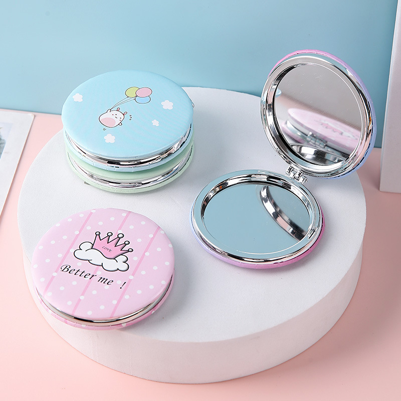 Espejo de maquillaje de dibujos animados, bolsillo portátil para estudiantes, espejo plegable, maquillaje de belleza, maquillaje, tocador, espejo redondo de princesa