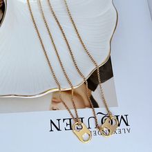 欧美时尚轻奢气质简约通勤双C设计小众女款精美金属项链