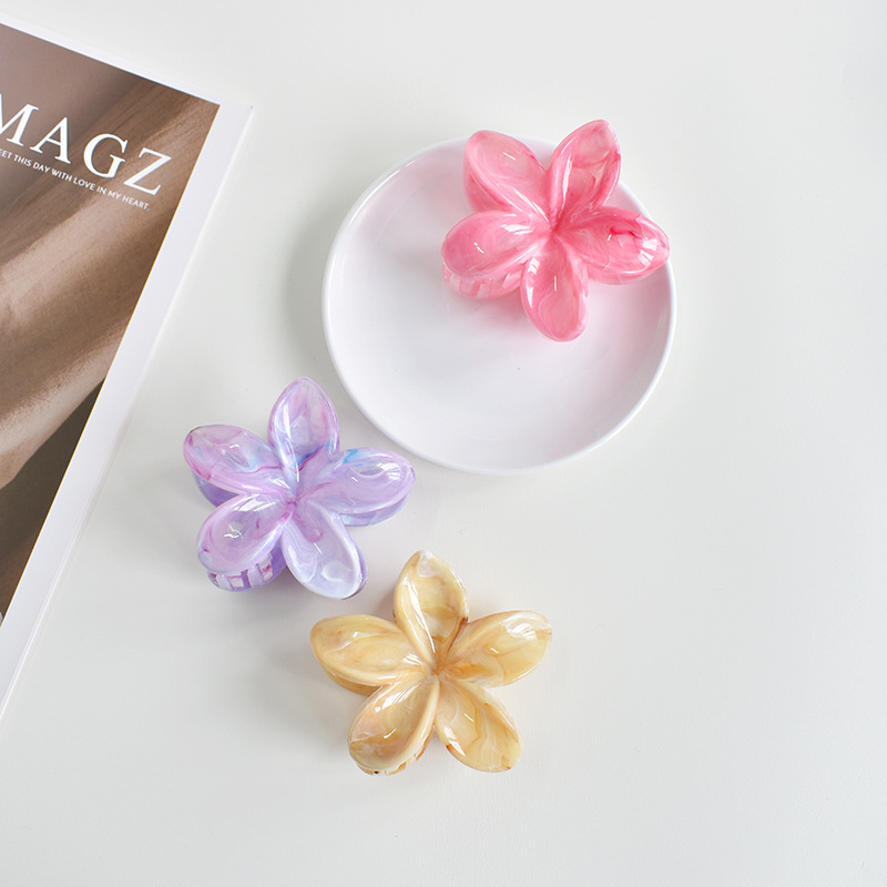 38g Weight Hair Claws Hair Accessories Type 1 Piece Quantity Casual Occasion Plastic, Resin Material Plumeria Pattern Women's Gender Simple Style Style Simple Style Women's Plumeria Plastic Resin Hair Claws 2