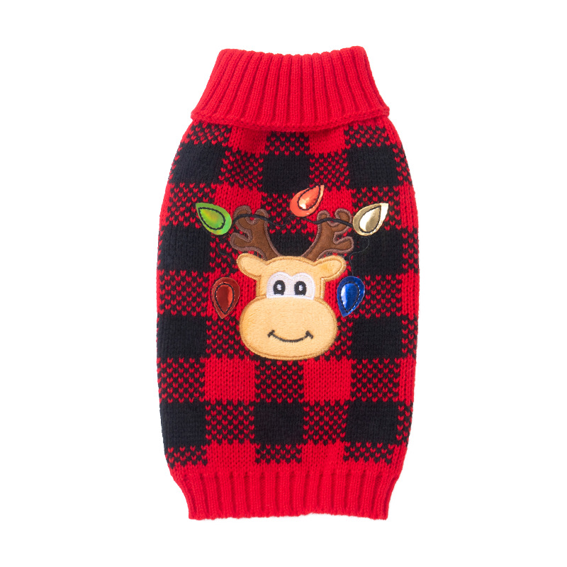 Nueva ropa transfronteriza para mascotas de otoño e invierno, bonito suéter navideño a cuadros para perros, suéter para perros y gatos
