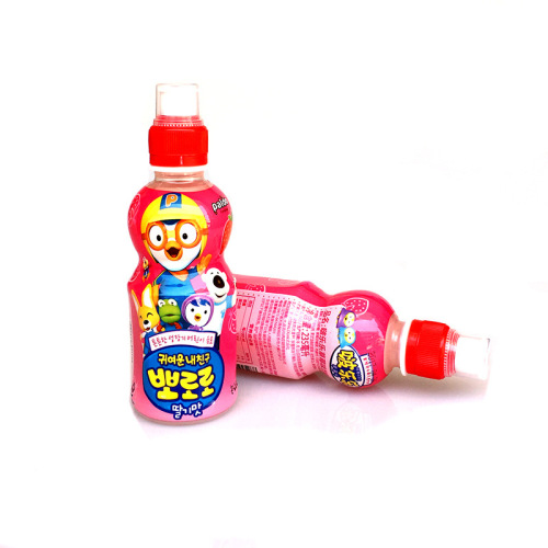 Korean imported Baolulu Bolele children's milk drink 235ml bottle, trendy lactic acid bacteria strawberry-flavored juice