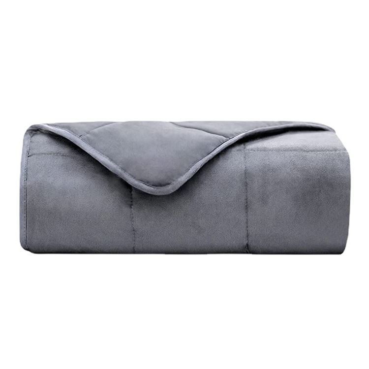 Suministro directo de fábrica de mantas de gravedad, tela de lana súper suave, cuentas de vidrio empalmadas, relleno de gravedad, blanco ligero