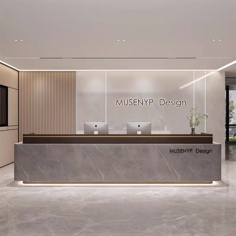 Light Luxury Beauty Salon Simple Modern Imitation Marble Cashier High-End Hotel Company Lobby Front Desk Reception Bar