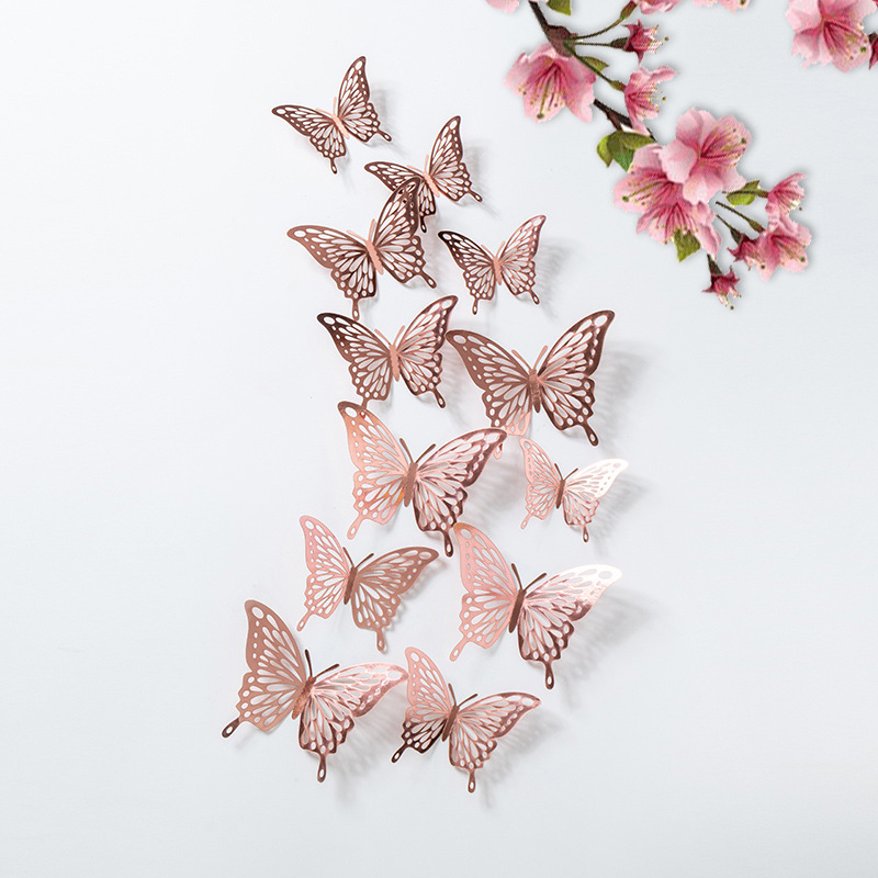 3D 3D color simulación mariposa pegatinas de pared sala de estar dormitorio fondo decoración de pared sentido avanzado hogar creativo bricolaje
