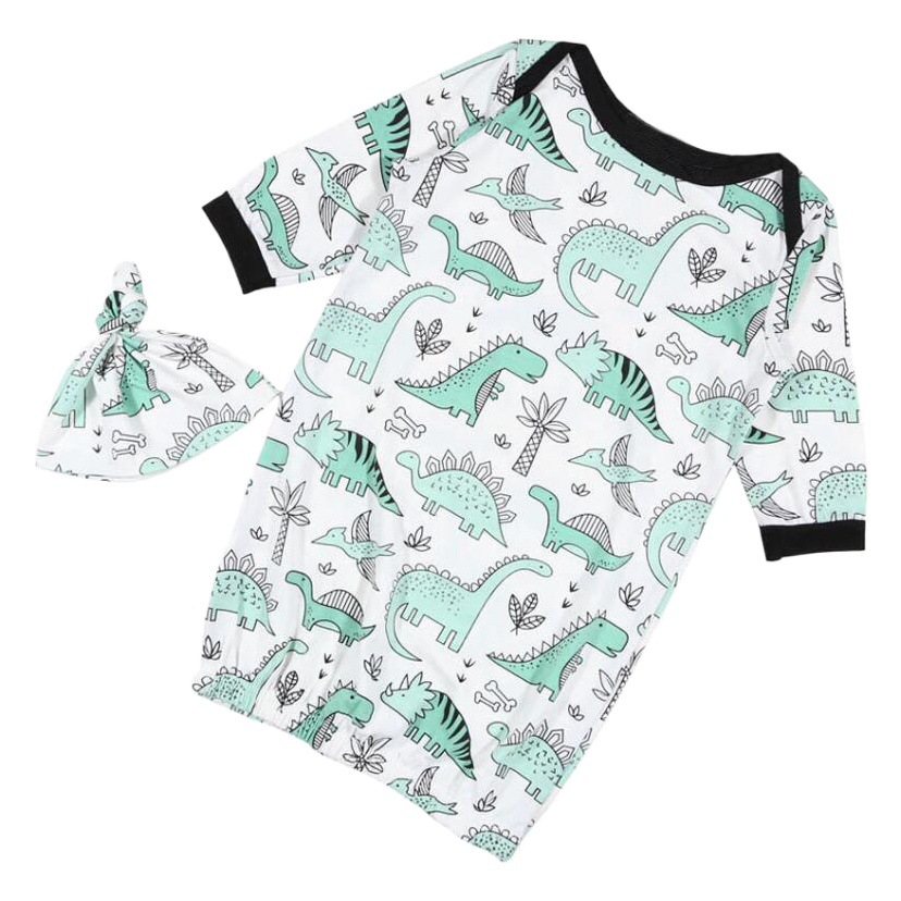 INS Otoño e Invierno nuevos niños bebé saco de dormir de manga larga dinosaurio IMPRESIÓN + sombrero 2-piezas conjunto AC016A