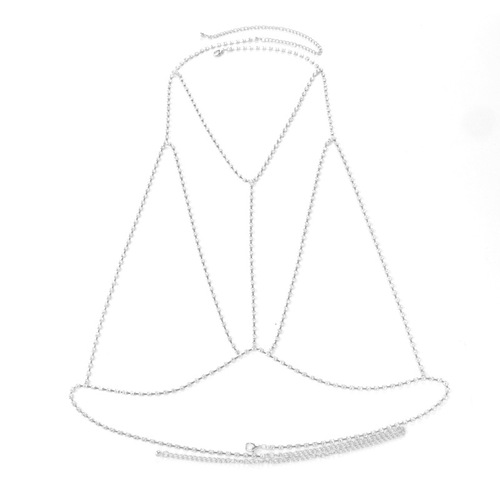 Cross-border hot selling rhinestone body chain for women European and American nightclub beach sexy cross diamond chain necklace chest chain accessories