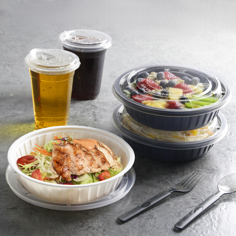 食品级 PP 材质 24oz一次性圆碗 耐高温不变形 外卖打包优选