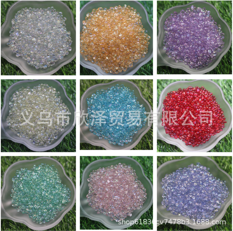 50g Ab Stained Glass Pebbles Oval Stone DIY Nail Art Jewelry Glue Slime Filling Accessories