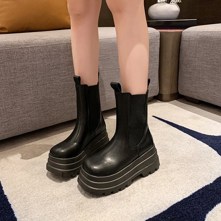 Martin short 2024 new elastic plus size versatile temperament mid length chimney boots women's_voghion.com