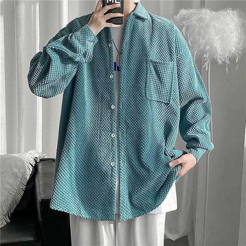 Осенняя модная вельветовая рубашка в стиле ретро для мужчин, свободная повседневная стильная рабочая одежда больших размеров с длинными рукавами, весенне-осенняя куртка-рубашка