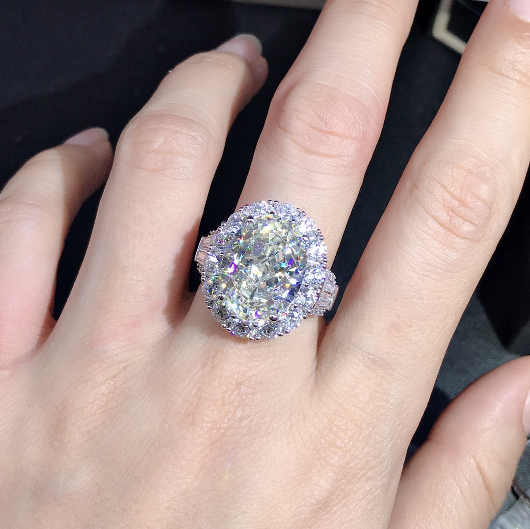 10 quilates VVS grado D color 3EX con incrustaciones de diamantes de alto carbono importados anillo de plata de ley electrochapado de cinco capas de espesor de platino de la joyería