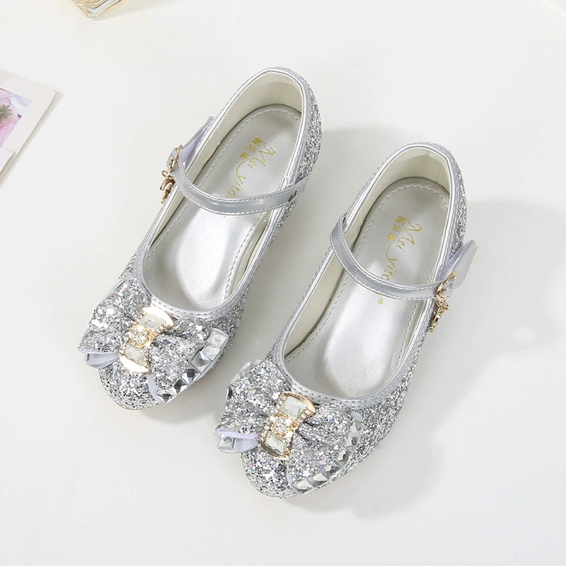 Детские сандалии для девочек 2023, новая модель, туфли на массивном каблуке для девочек в стиле Эльзы, туфли принцессы из Frozen, детские сандалии.