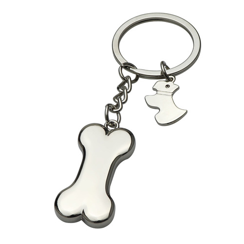 Creative bone metal keychain, customized puppy bone key pendant, anti-lost, cute little animal school bag pendant