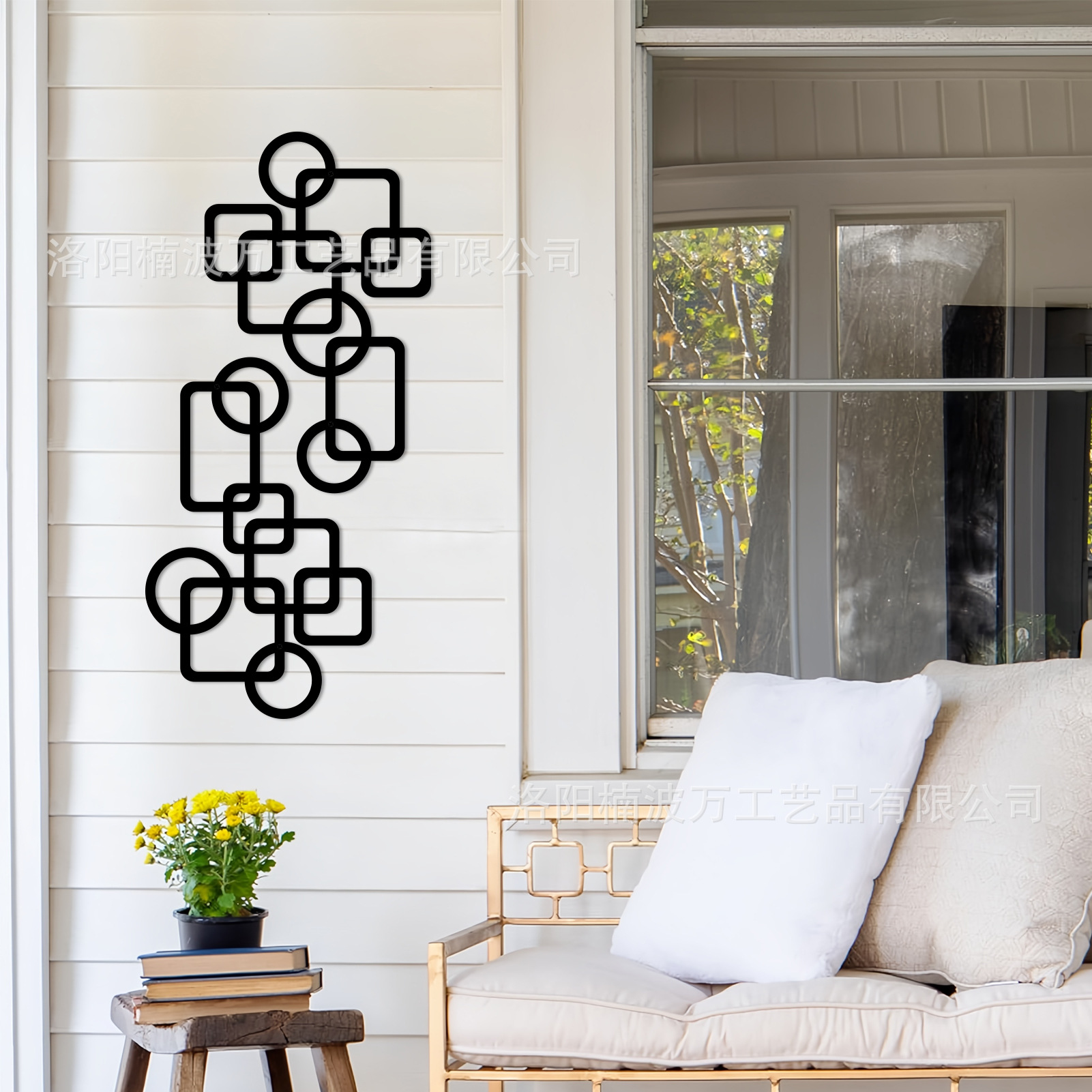 Cross-Border Popular Light Luxury Geometric Ring Iron Wall Hanging Decoration Sofa Background Wall Creative Wall Decoration Wall Crafts