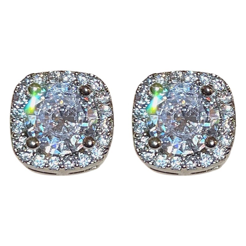 Aguja de plata Corea del Sur ZIRCON cuadrados pendientes nicho diseño ins estilo pendientes personalidad temperamento nuevos pendientes al por mayor para las mujeres