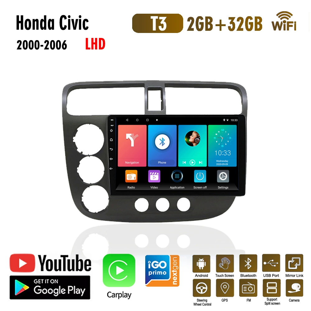 Подходит для Honda Civic 2000-2006 — автомобильный GPS-плеер с Android, Bluetooth, камерой заднего вида