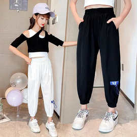 女童裤子2025夏季新款休闲裤中大童凉爽百搭束脚裤女孩运动速干裤