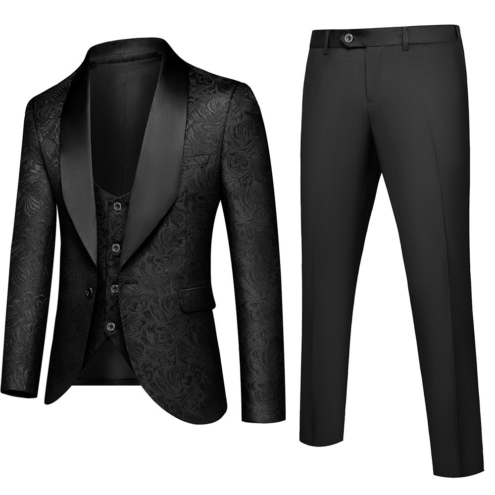 New Business Leisure for Men's Wedding and Groom Dress Hall Suit Three piece Set 3D_vogarts.com