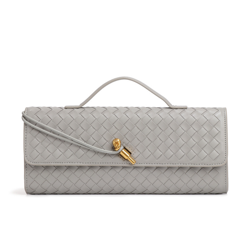 2025 New Niche Woven Shoulder Baguette Bag Fashion Horizontal Clutch Accordion Women's Crossbody Long Bag - Thumbnail 6