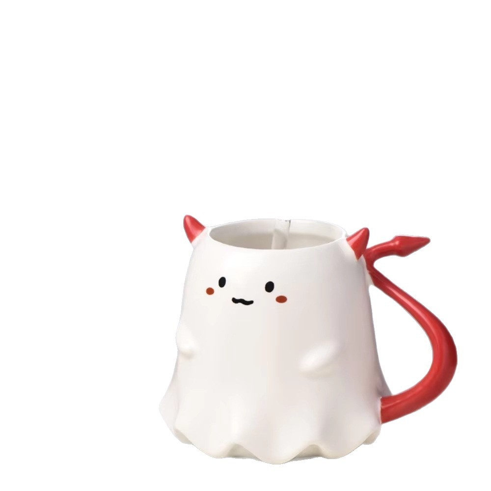 Bonita taza de cerámica con forma de diablo con horquilla de dibujos animados creativos Qin Sheng taza de cerámica marca de taza de cubiertos diarios taza de agua