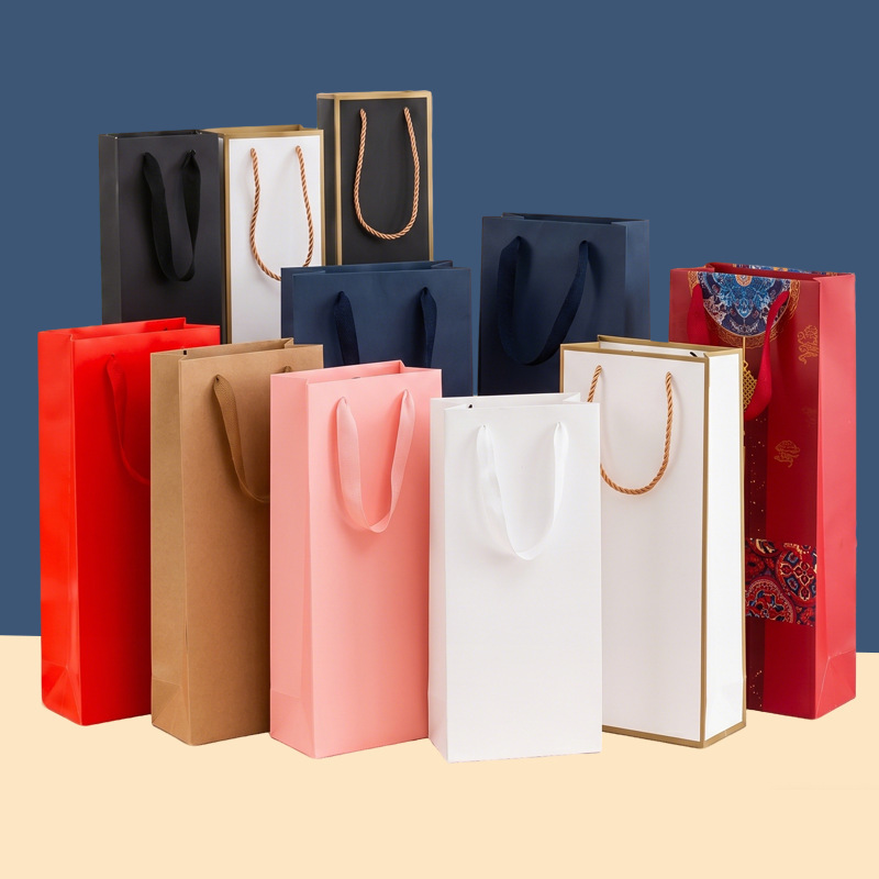 Red Wine Bag Packaging Bag Paper Box Single Double Wine Gift Paper Bag 2 Pack Gifts