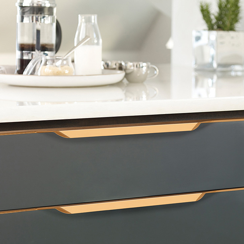 拇指拉手免開槽意式極簡衣櫃把手五金鋁合金通頂櫃門抽屜拉手開槽