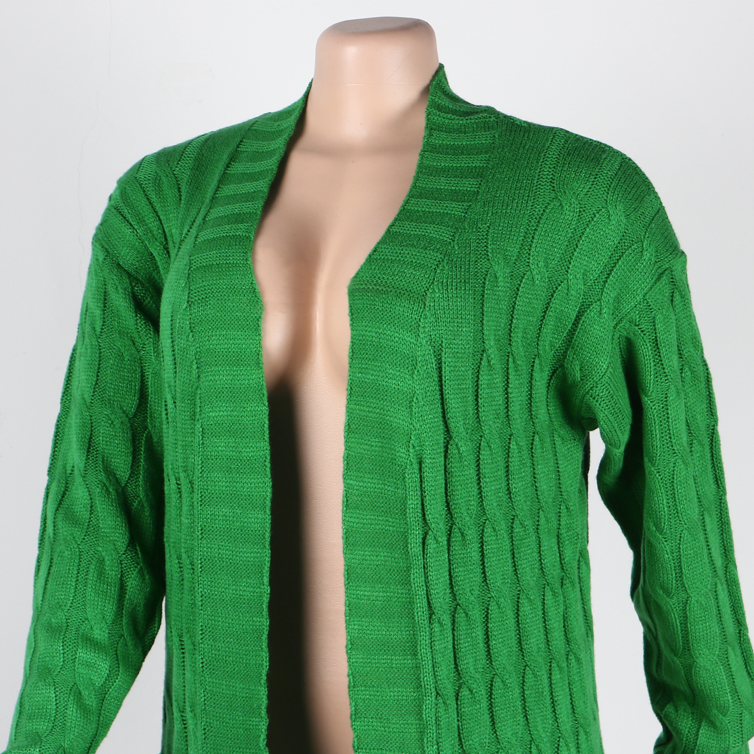Damen Strickjacke Lang Aus Grobstrick In Unifarben Wintermantel_voghion.com
