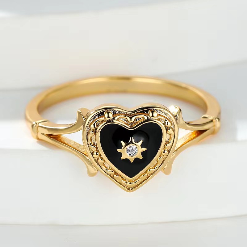 Rings Classification 8 Ring Size Copper Gothic Heart Shape Rings