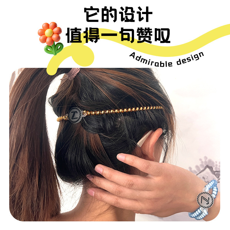 アメリカ TT 電話コードヘアバンドヘアロープ女性のスポーツ帽子ヘッドバンドヘアアクセサリーストレッチ気質弾性かわいいヘアバンド|undefined