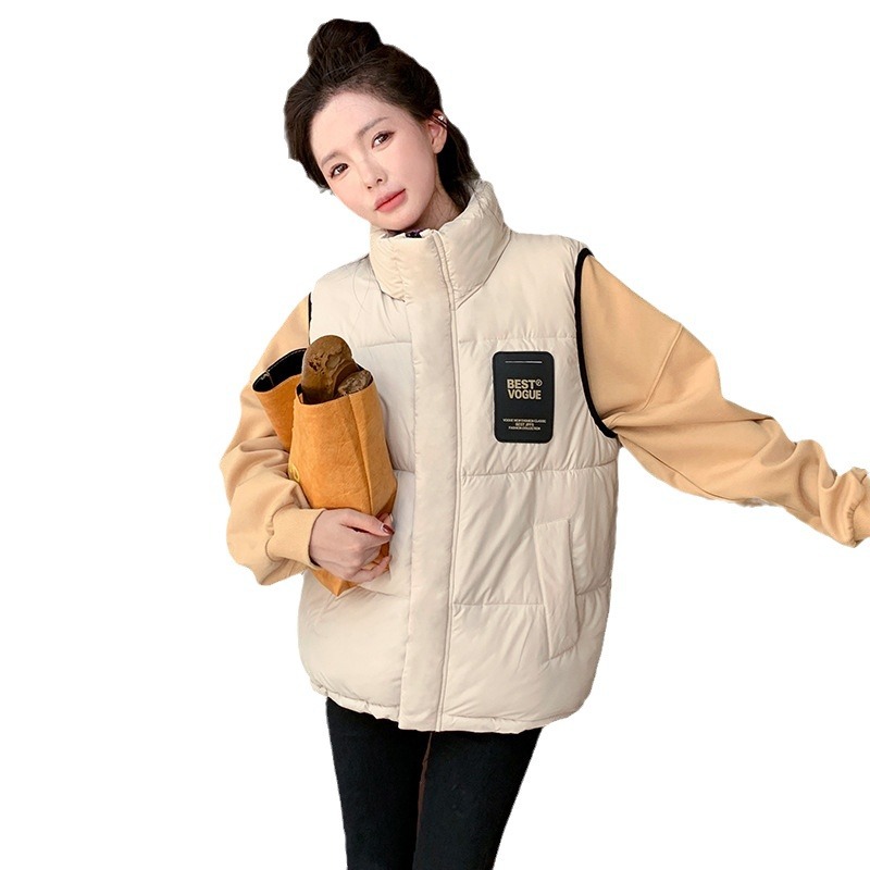 Chaleco de algodón de pluma para mujeres 2024 nuevo otoño y invierno chaleco de hombro corto chaleco de moda de estilo exterior