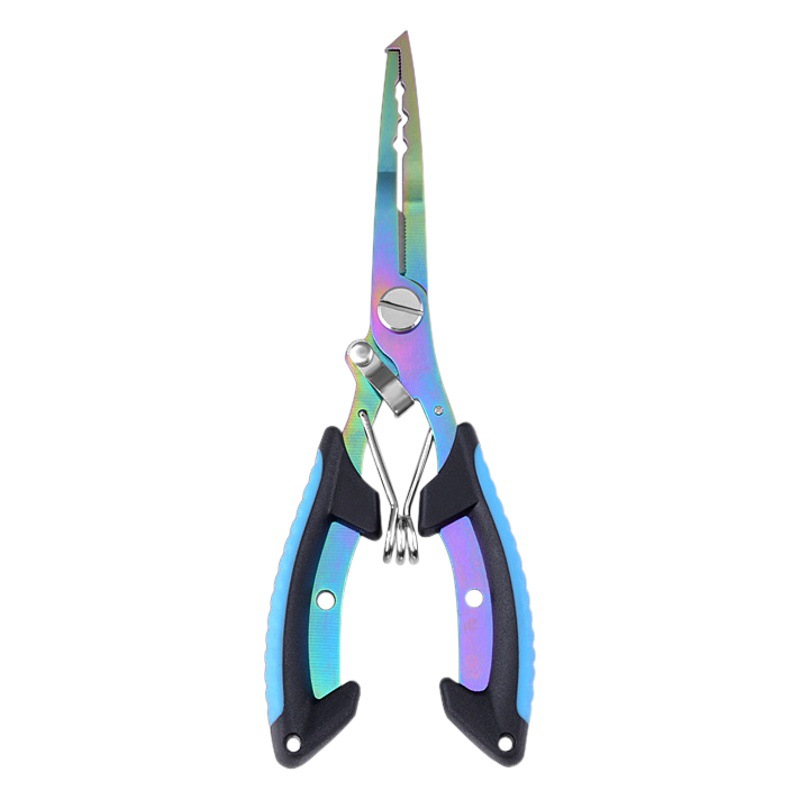 Stainless steel adjustable ring color titanium two-color fishing pliers multi-function fishing scissors lead pressing Luya pliers fishing tools