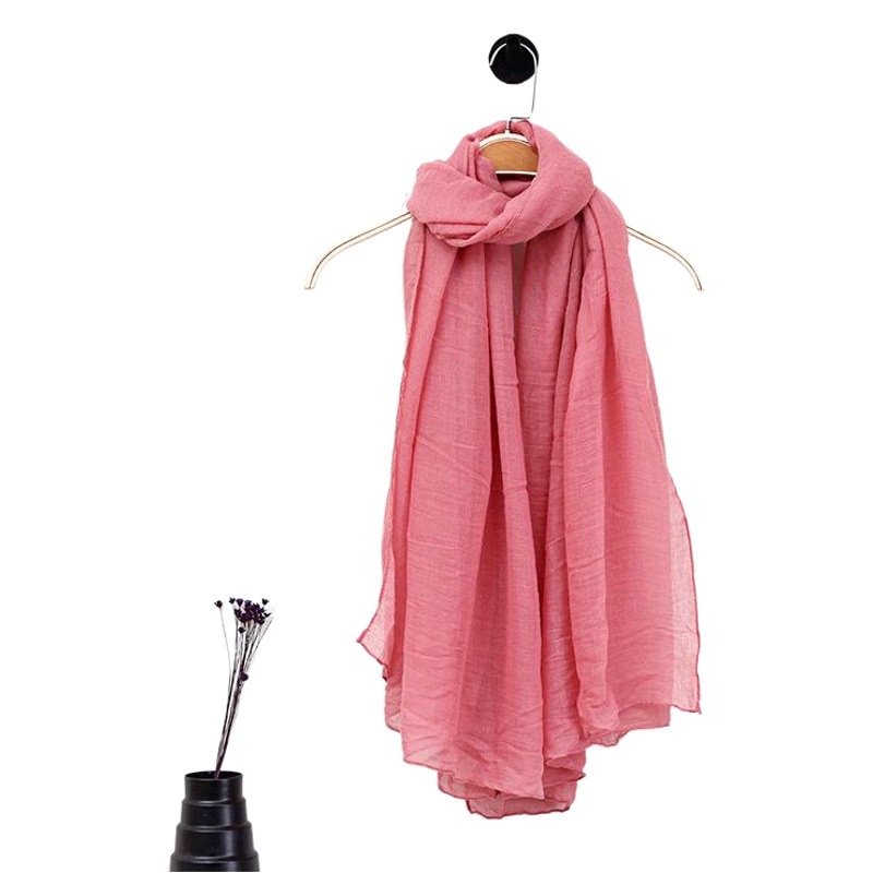 New Spring and Summer Scarf Foreign Trade Creative Solid Color Cotton and Linen Scarf Couple Literary Retro Silk Scarf Tassel Silk Scarf Wholesale