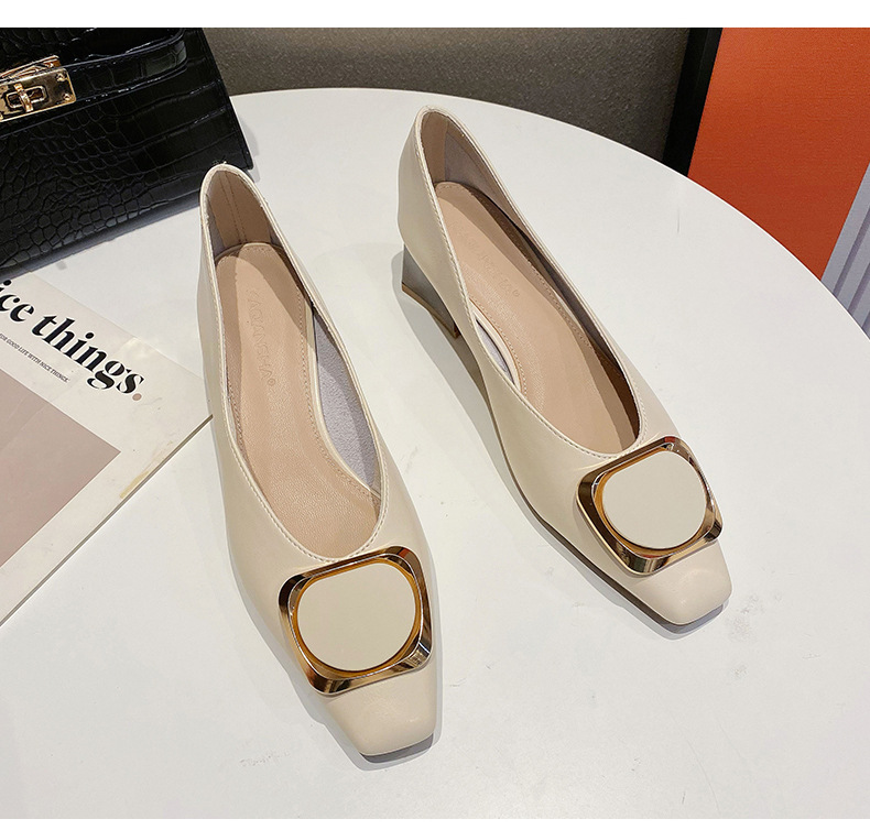 Women's Square Toe Mid-heel Loafers In Real Cowhide Leather_voghion.com