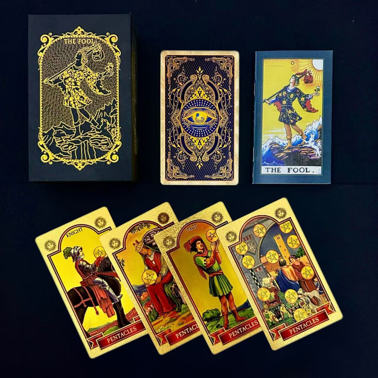 New gold foil tarot card full set wholesale color printing tarot card plastic PVC waterproof tarot card manual board game