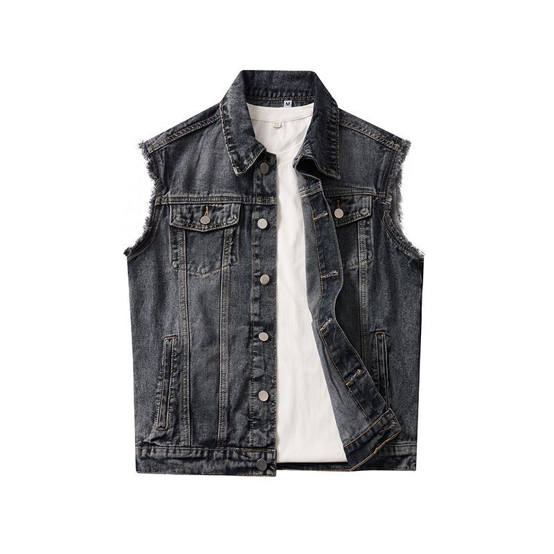 Wild Dog Bones Song Weilong Style Casual Men's Unisex Denim Vest Retro Trendy Men's Vest Wild Dog Bones Song Weilong Style Casual Men's Unisex Denim Vest Retro Trendy Men's Vest