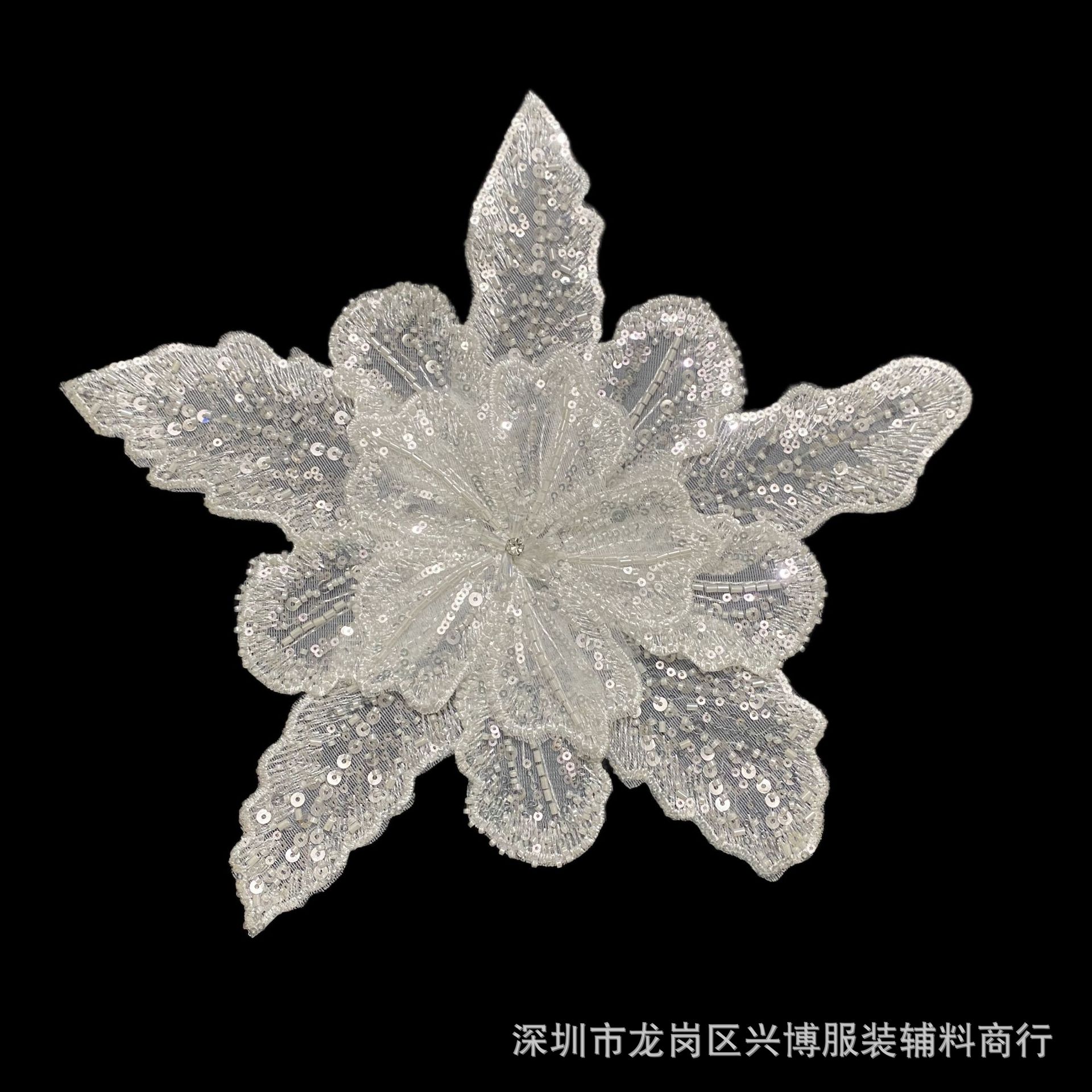 Nuevo bordado Lolita multi-capa flor pieza cosida a mano cristal tridimensional flor DIY mujer boda tocado Accesorios