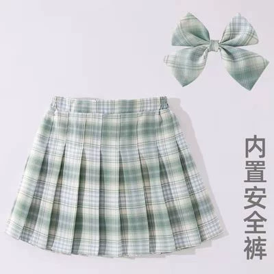 ◑☨Green plaid skirt + new collar pattern☨◑