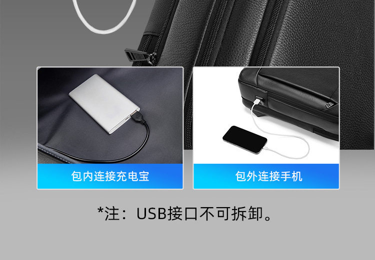 Ba lô nam da bò thật cao cấp đựng laptop 15,6 inch, ba lô công sở dung tích lớn 20–35L đi công tác du lịch — màu đen chi tiết 12